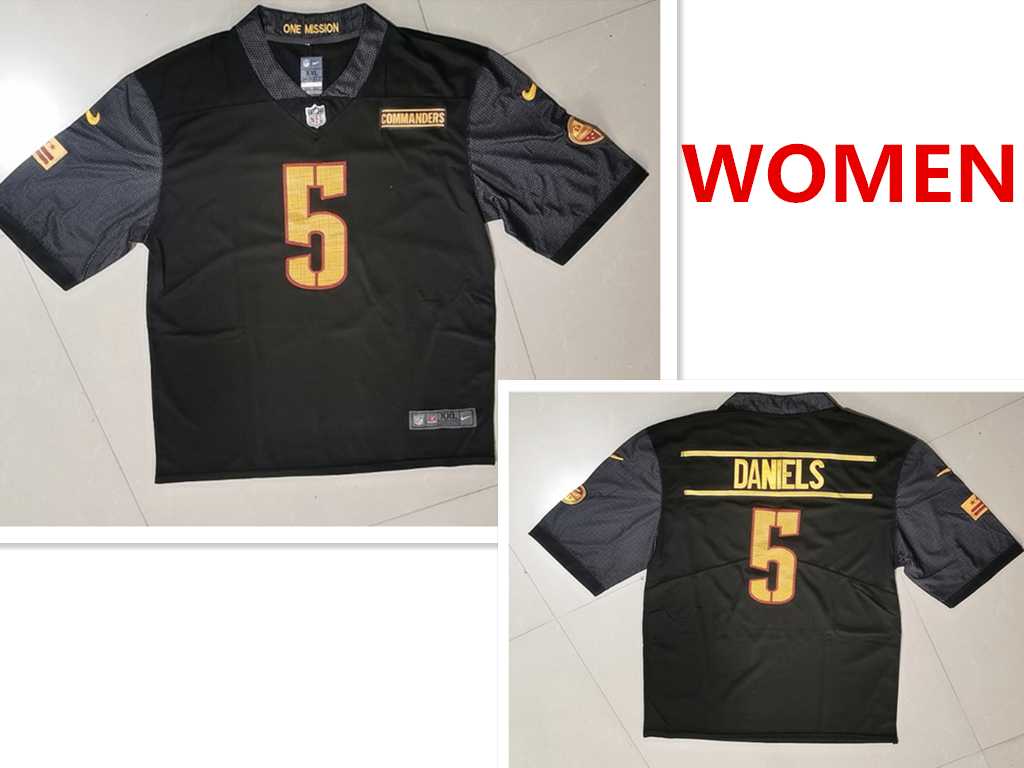 Women%27s Washington Commanders #5 Jayden Daniels Nike Black Alternate Vapor Untouchable Limited Jersey